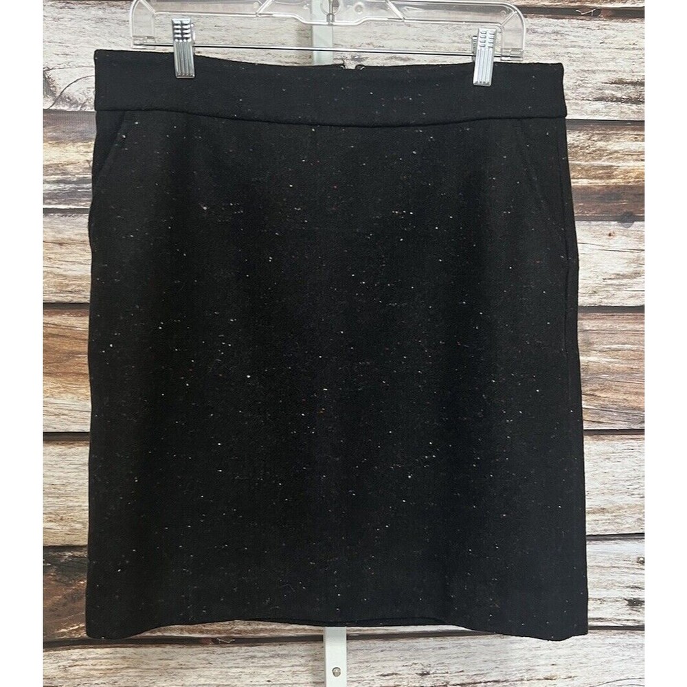 Talbots Womens Pencil Skirt Size 10 Black Spotted Wool Blend Lined Career